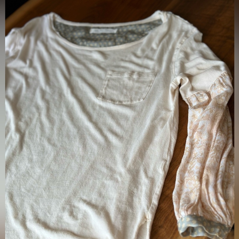 FREE PEOPLE Jade Long Sleeve Contrast Print Pattern Top. Size S. - Picture 11 of 15